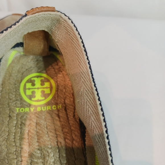 Tory Burch Espadrille Multicolor Striped Canvas Flats Size 10 Yellow Navy Cream - Picture 8 of 8